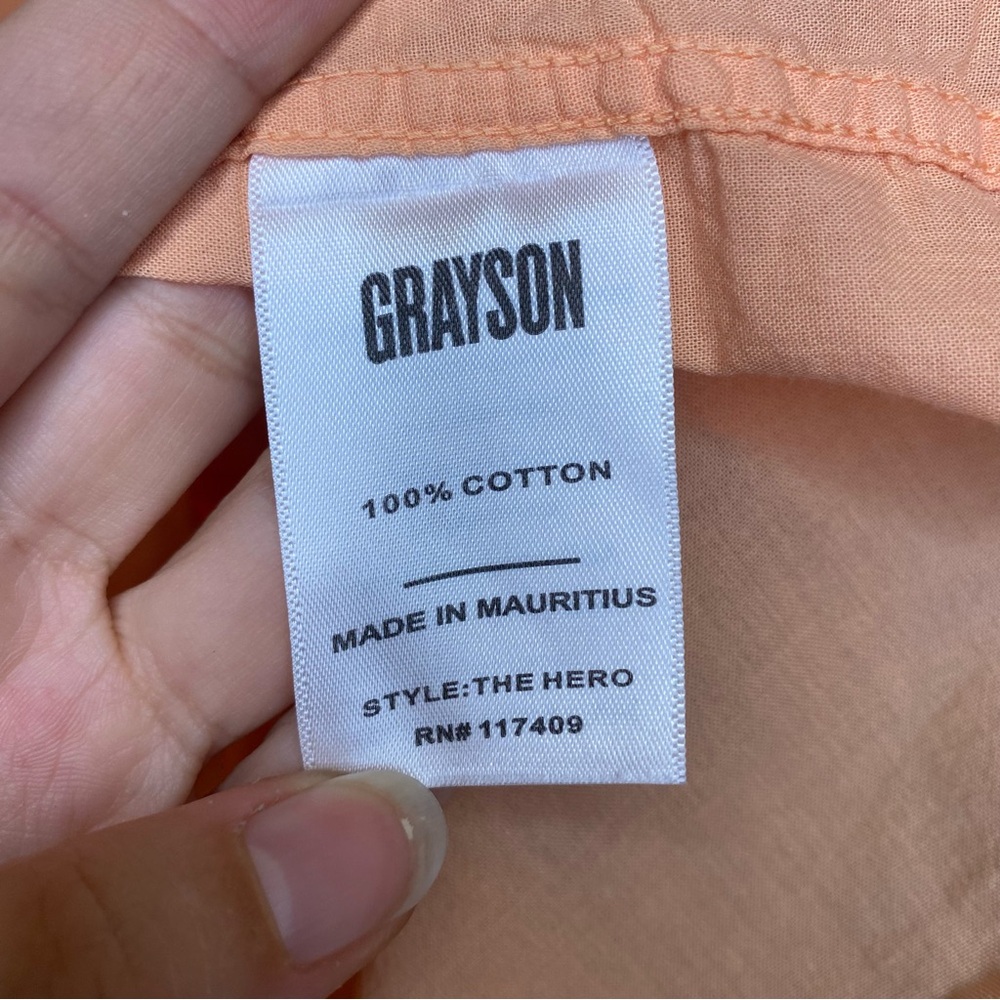 GRAYSON The Hero Button Down Cotton Shirt Melon Orange Sz 2 Small - Picture 12 of 13